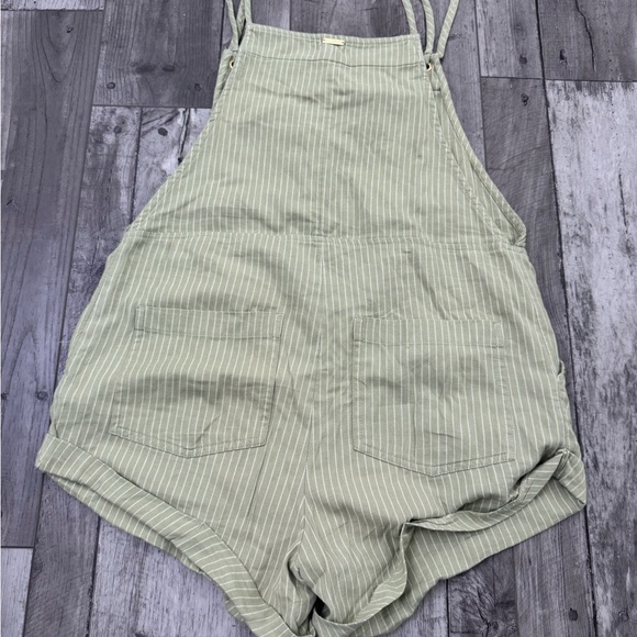 Billabong Beach Striped Olive Green Lightweight Romper Overalls Medium - Picture 5 of 9